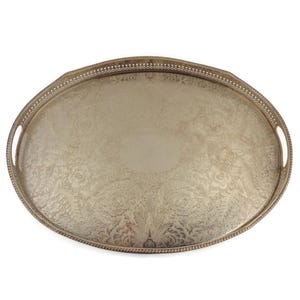 Antique Silver Plated Tray, Silver Plated Dining Tray, Brass Silver Plated Tray