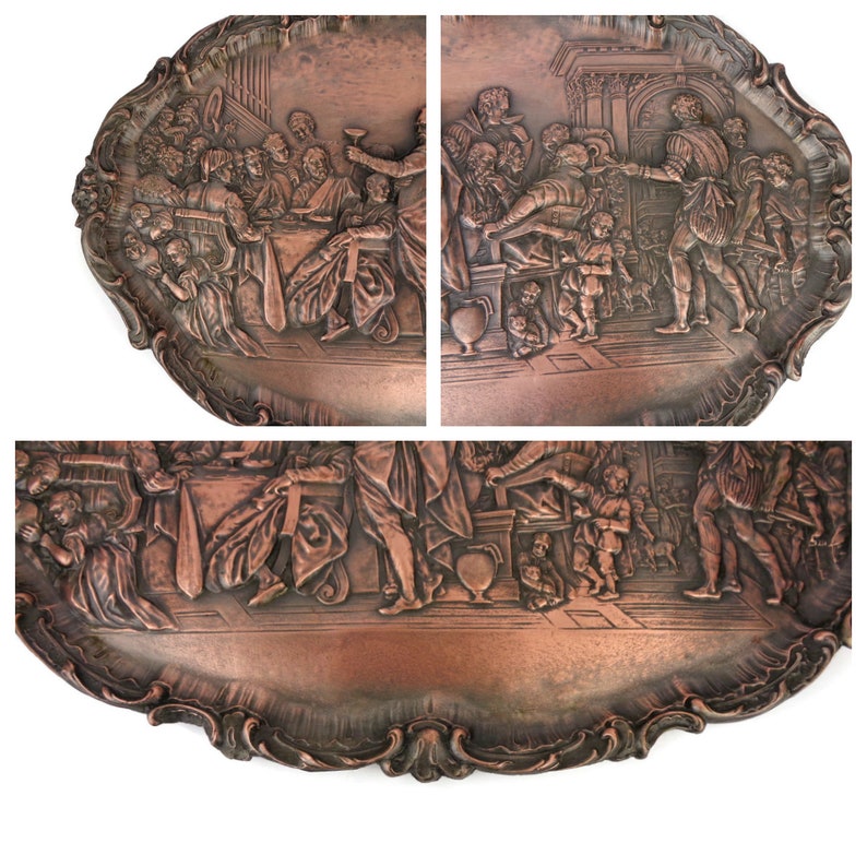 Antique Wall Plaque, Copper Wall Frieze, Copper Picture, the Weddings