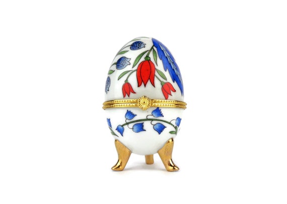 Egg Jewelry Box, Porcelain Egg Jewelry Box, French Egg Jewelry Box