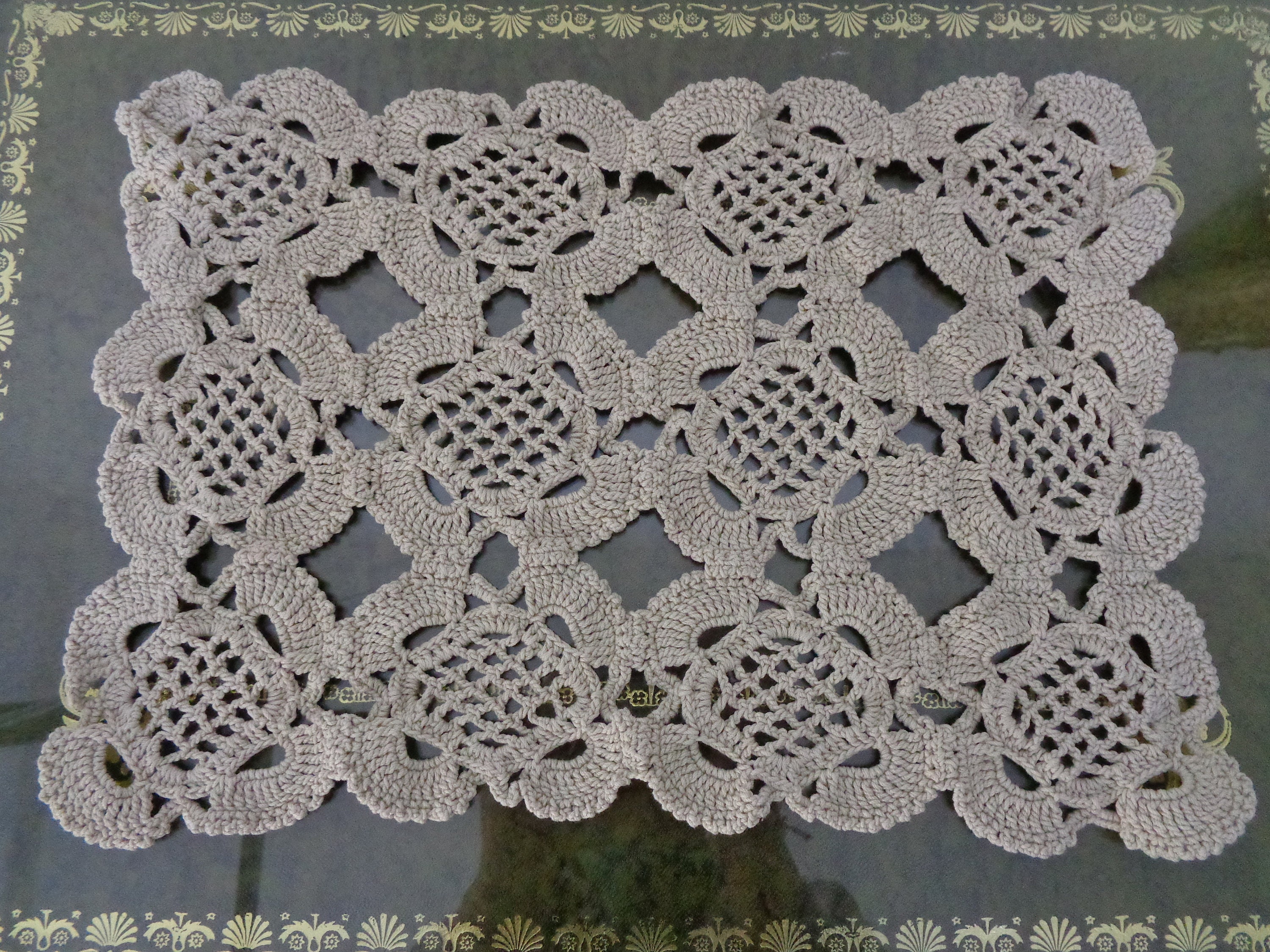 アンティークコットンテーブルクロス、レースかぎ針編みテーブルクロス