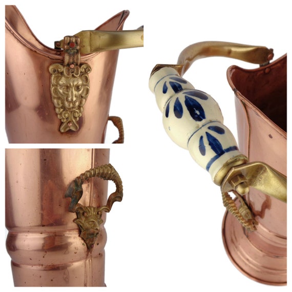 ヴィンテージ銅製傘立て、アンティーク銅製傘立て、大型銅製杖立て