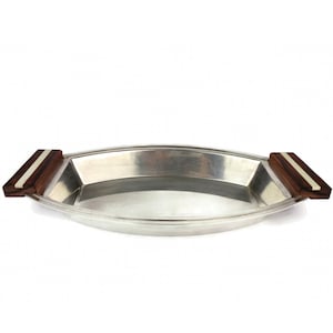 Antique Silver Plated Tray, Silver Plated Tray With Wooden Handles