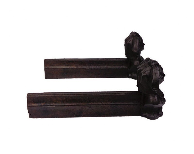 アンティーク鋳鉄製ファイヤードッグ、20世紀の暖炉用ファイヤードッグ