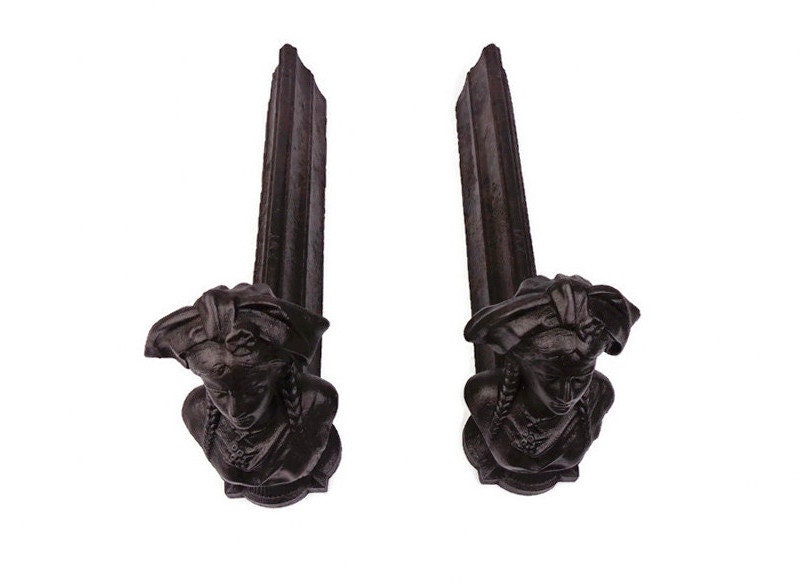 アンティーク鋳鉄製ファイヤードッグ、20世紀の暖炉用ファイヤードッグ