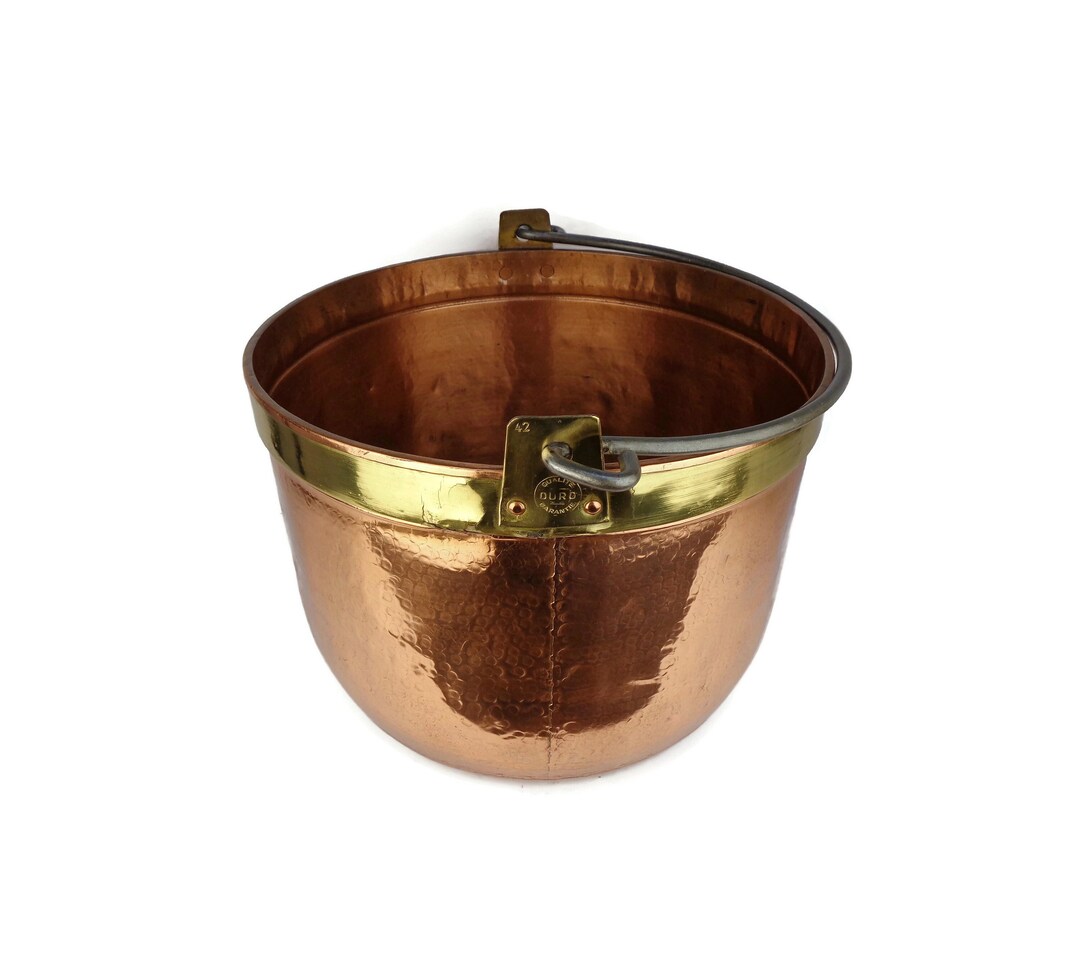 Antique Copper Cauldron, Fireplace Decor, Firewood Storage Pot ...