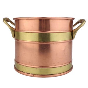Vintage Copper And Brass Planter, Vintage Copper Jardiniere, Brass on Copper Planter