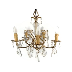 Antique Chandelier, Vintage Large Chandelier With White Glass Pendants