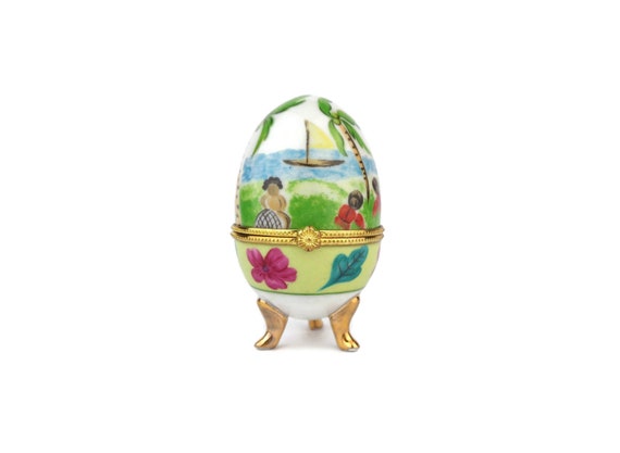 Egg Jewelry Box, Porcelain Egg Jewelry Box, French Egg Jewelry Box