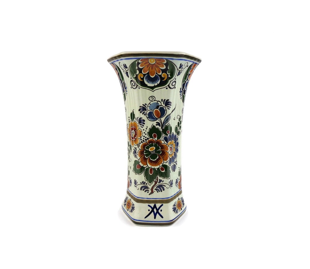 Delft Polychrome Vase Handpainted Delft Ceramic Vase Large Etsy