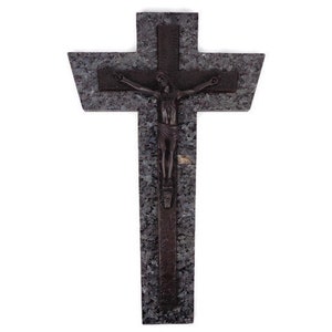 Antique Large Jesus Crucifix, Large Bronze Jesus Crucifix With Stone Base, Bronze Jesus Cross Crucifix