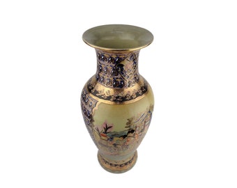 アンティーク薩摩陶器花瓶、手描き薩摩陶器花瓶、大きな中国陶器花瓶