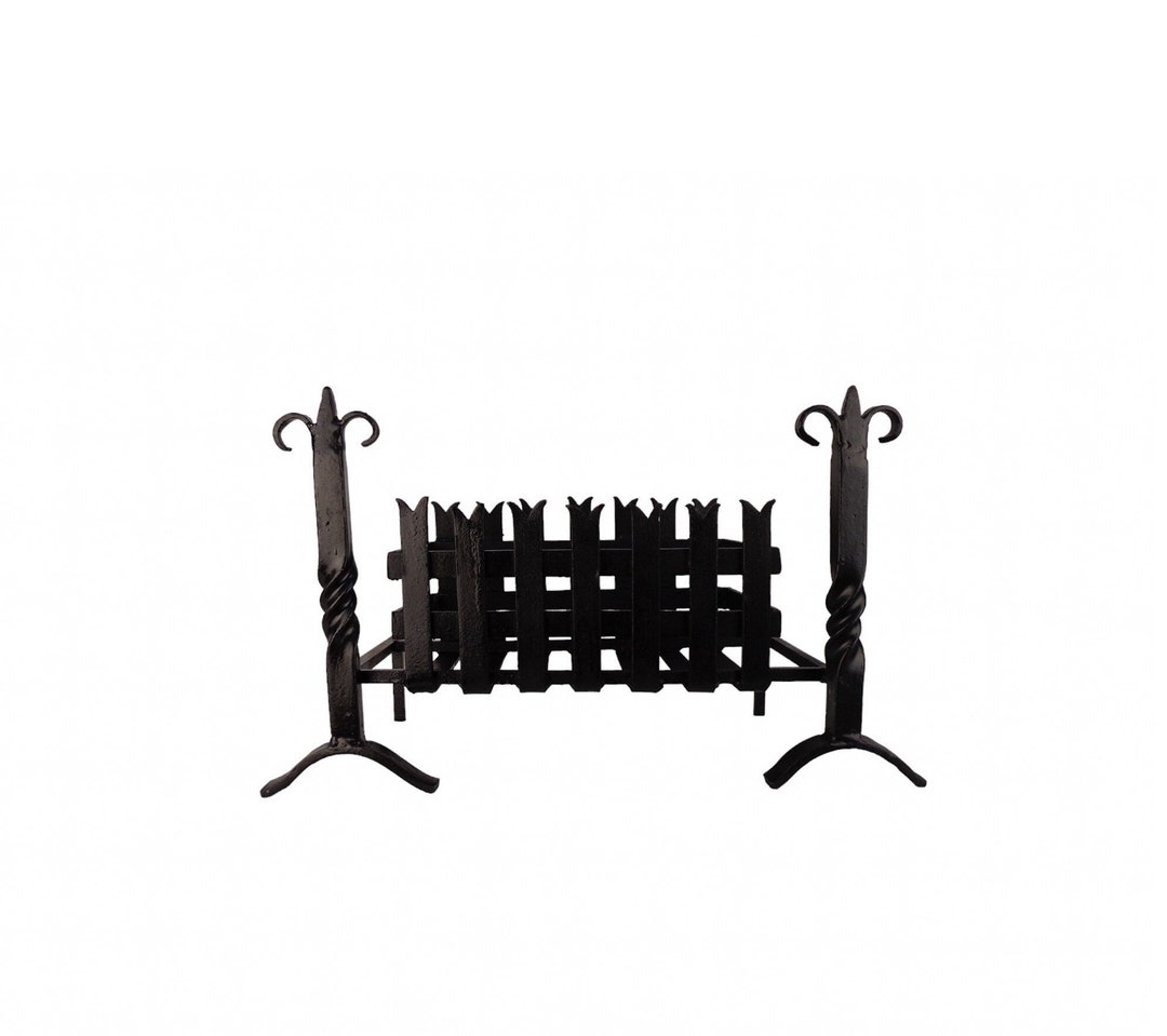 Antique Fireplace Andirons, Fireplace Grate With Andirons Set