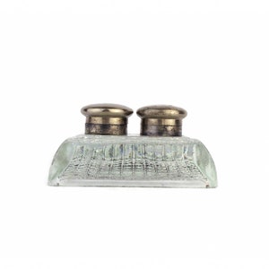 Antique Glass Inkwell, French Glass Double Inkwell - Etsy