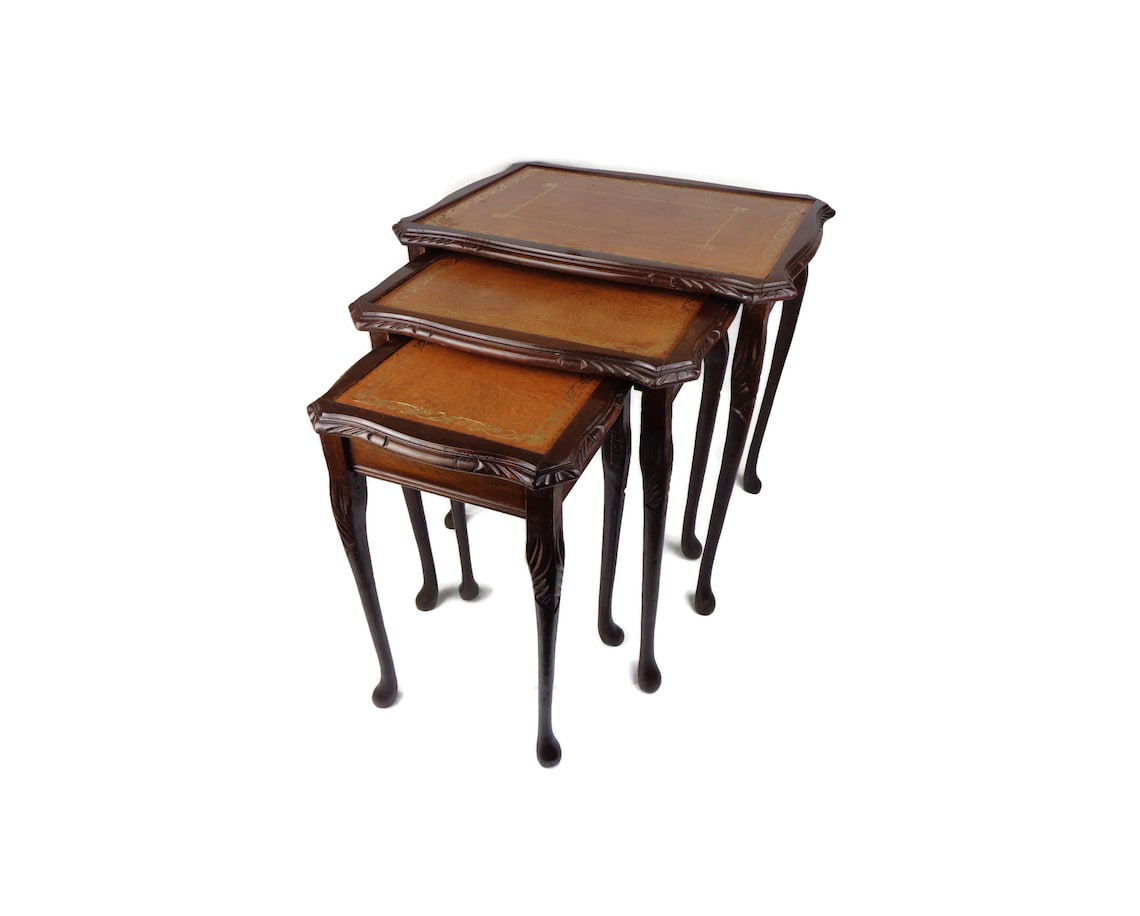 Queen Anne Style Nesting Tables Set Antique Nesting Tables - Etsy