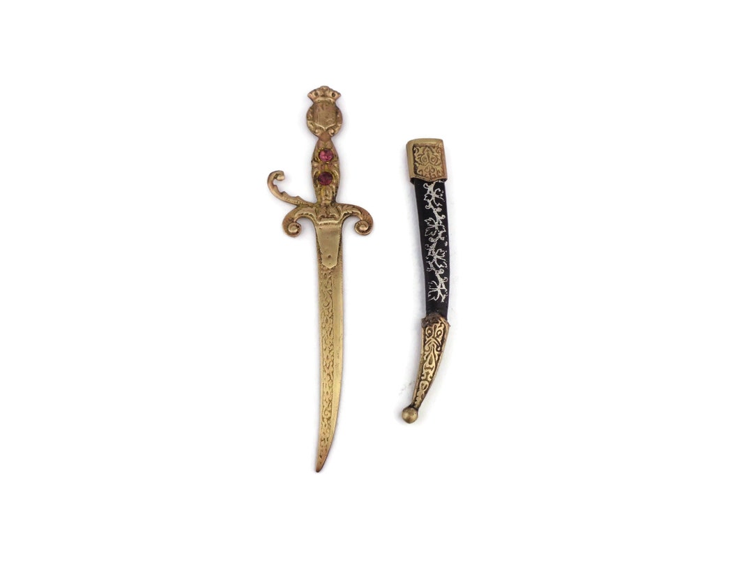 Antique Brass Letter Opener, Brass Letter Opener, Embossed Brass Letter