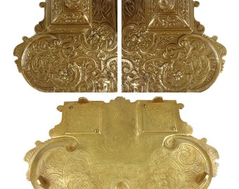 アンティーク真鍮インク壺、フランス製真鍮インク壺、真鍮ダブルインク