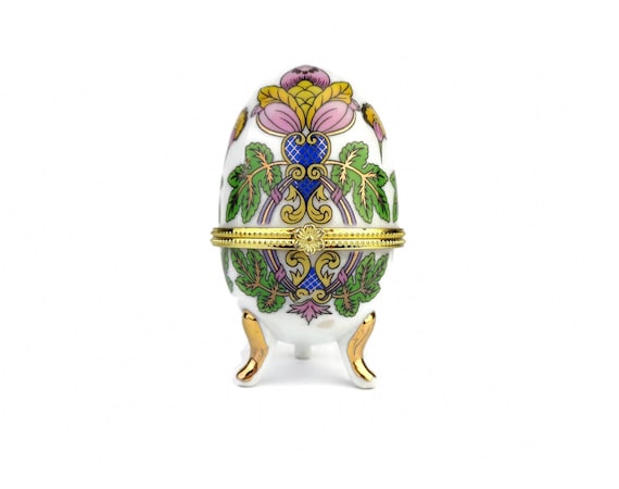 Egg Jewelry Box, Porcelain Egg Jewelry Box, French Egg Jewelry Box