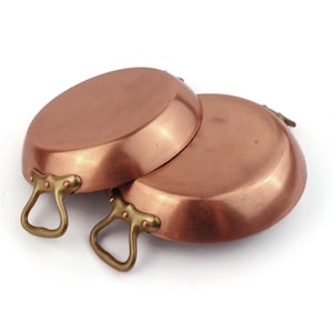 Antique Copper Cooking Pans With Brass Handles, Copper Cookware Pans, French Copper Saucepans