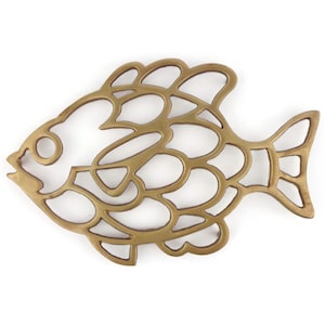 Suporte de latão para panelas quentes, suporte para panelas antigas, suporte para caçarolas, suporte para panelas vintage, suporte para bules, porta-copos para peixes, suporte para panelas para peixes, cozinha vintage