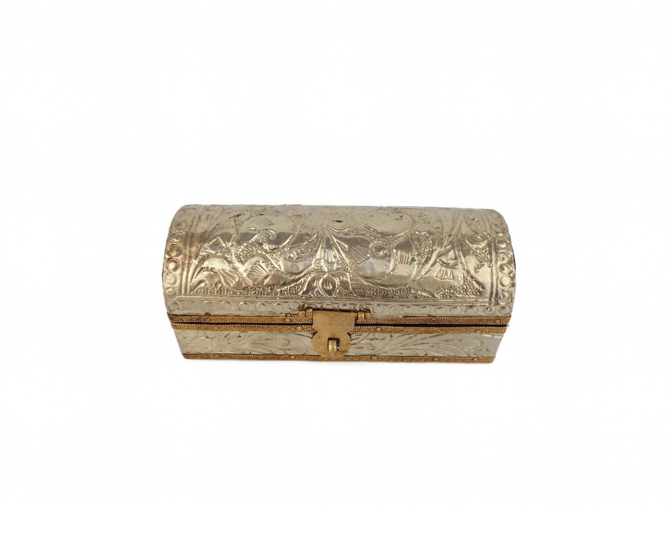 Antique Jewelry Box With Metal lining, Vintage Jewelry Box, Wooden Jewelry Box, Collectible Jewelry Box