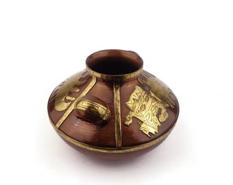Antique Copper Vase, Vichy Peruvian Vase, Handmade Copper Vase