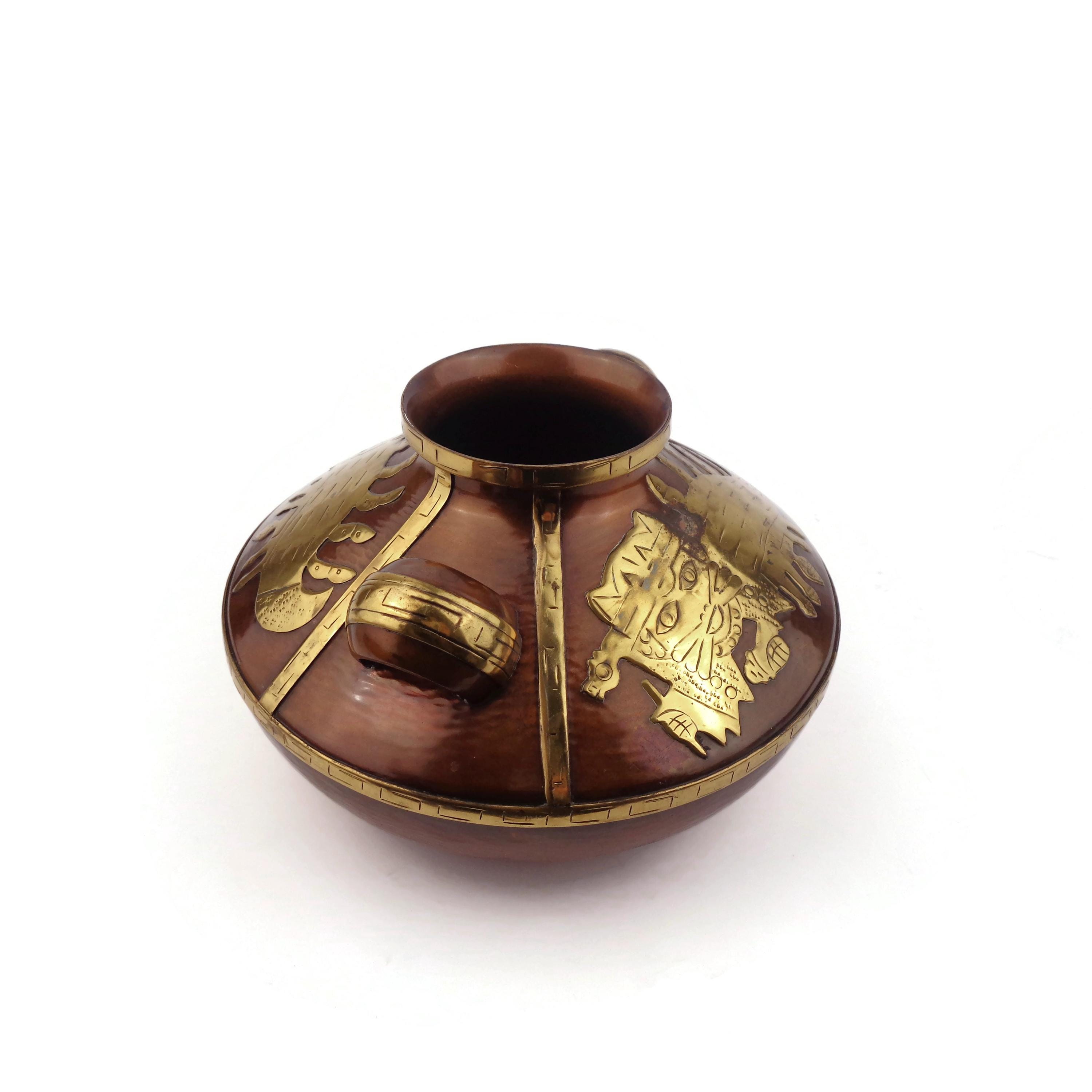 Antique Copper Vase, Vichy Peruvian Vase, Handmade Copper Vase
