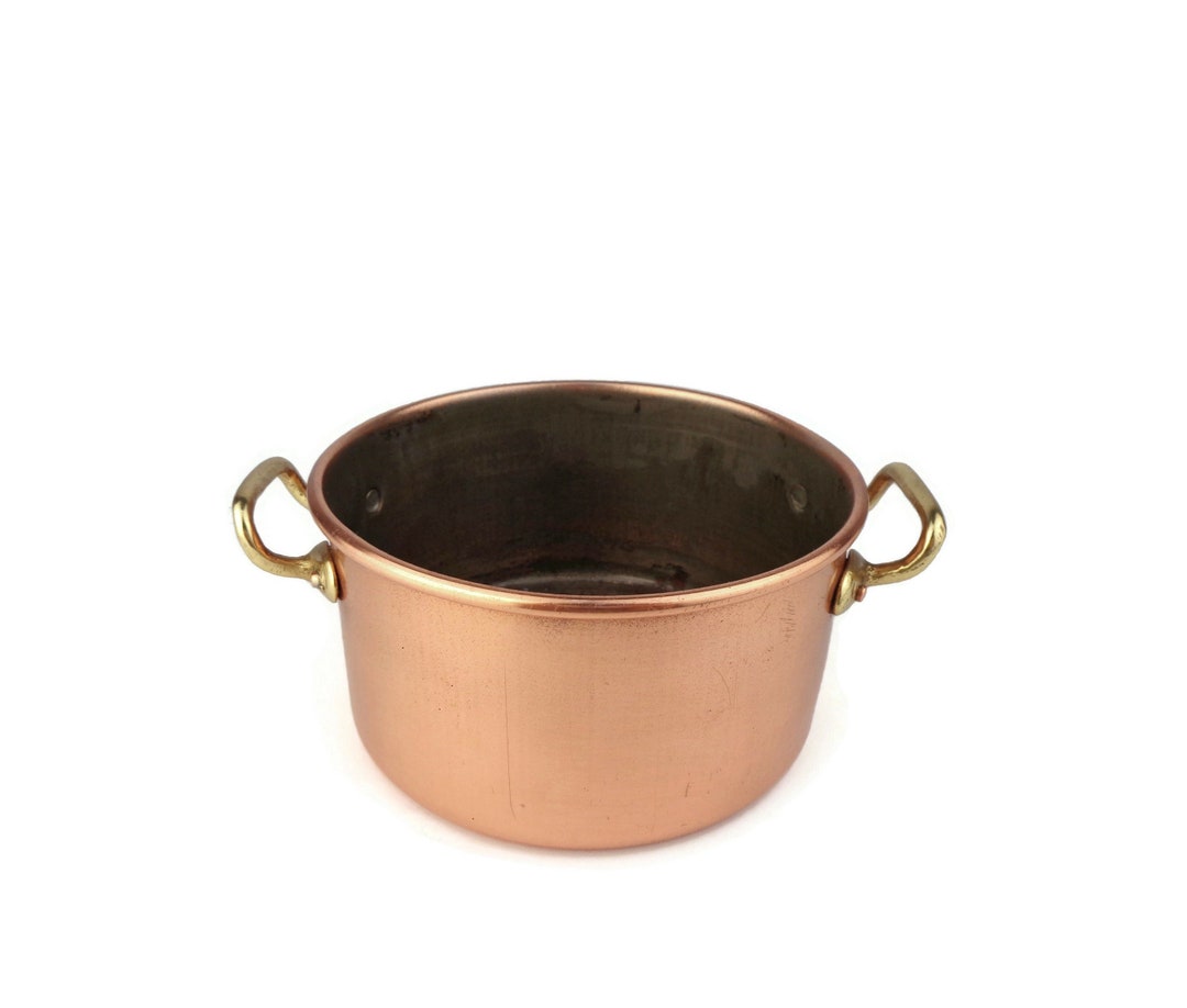 Vintage Copper Pan With Brass Handles, Copper Cooking Pan, Copper