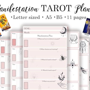 Tarot Planner Printable, Manifest your Dreams,  Law of Attraction, Monthly and Weekly Tarot Journal, Digital Tarot