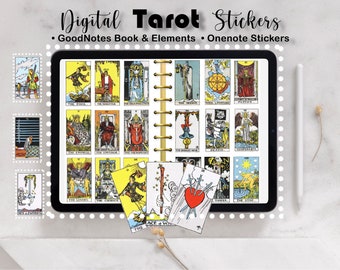 Mini Digital Tarot Stickers, Goodnotes Tarot Sticker Book, Tarot Sticker Elements, OneNote Tarot Stickers, Digital Tarot Cards