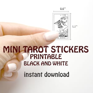 Adesivos de Tarô P/B, Diário de Tarô para Imprimir, Download Instantâneo, Baralho de Tarô Miniatura Rider-Waite, Estudo de Tarô, Tarô Digital