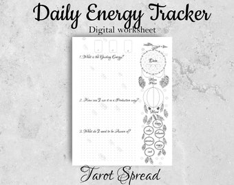 Daily Energy Tarot Tracker: Printable Journaling Worksheet (PDF file)