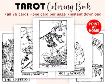 PRINTABLE Tarot Coloring Book, Color Your Own Cards, Tarot Journal, Instant Download, Letter sized