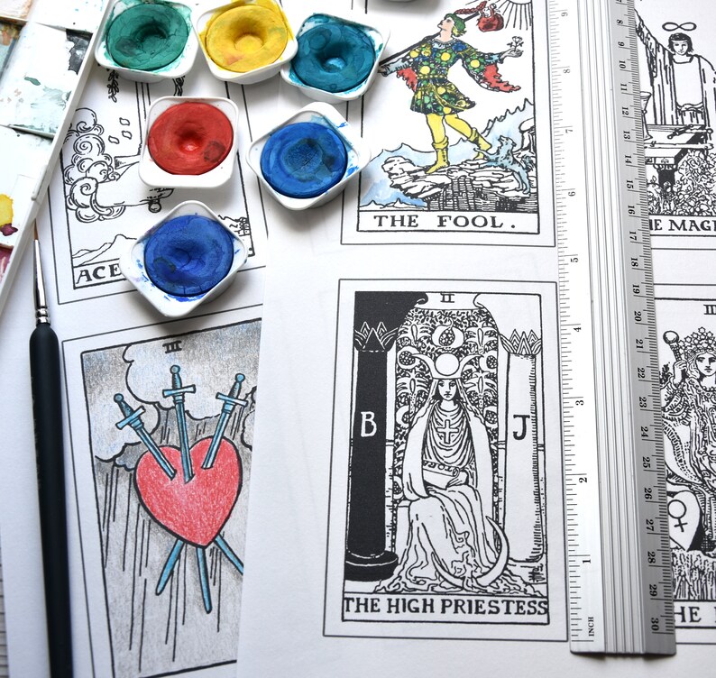 PRINTABLE Tarot PDF Color Your Own Cards Tarot Journaling Etsy