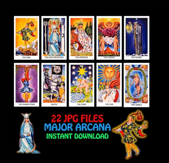 Printable Tarot Cards Major Arcana 22 JPG Files Digital Etsy Finland