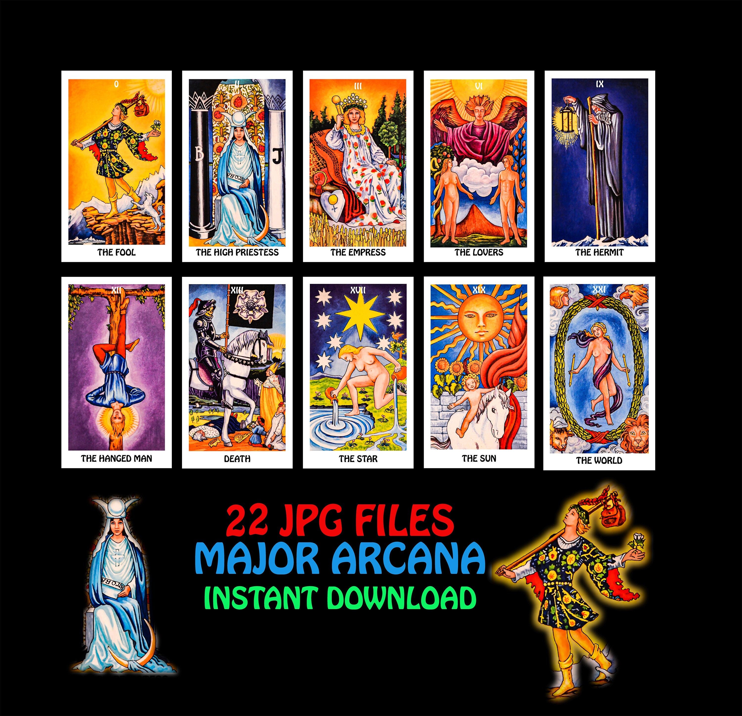 Printable Tarot Cards Major Arcana 22 JPG Files Digital Print Printable Tarot Cards Major Arcana 22 JPG Files Digital Print