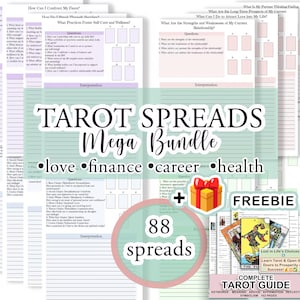 88 Tarot Spreads: Printable Worksheet Bundle for Beginners (PDF)