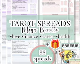 88 Tarot Spreads: Printable Worksheet Bundle for Beginners (PDF)