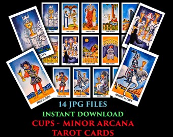 Printable Tarot Cards: Minor Arcana Suit of Cups (Digital Download)