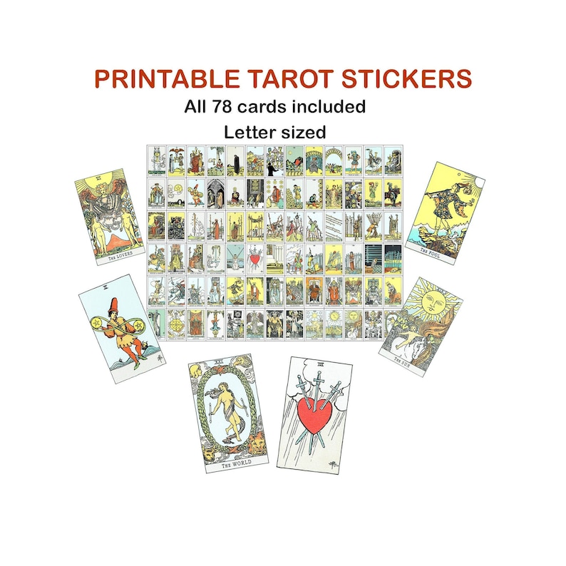 Tarot Stickers, Printable Tarot Journaling, Instant Download, Miniature ...