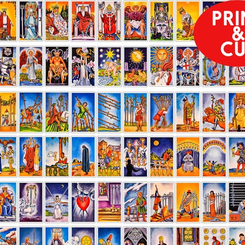 PRINTABLE Tarot Cards Stickers Mini Tarot Stickers Cut - Etsy