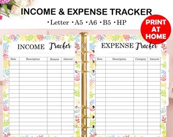 Printable Income and Expense Tracker: Budget Planner (PDF Files)