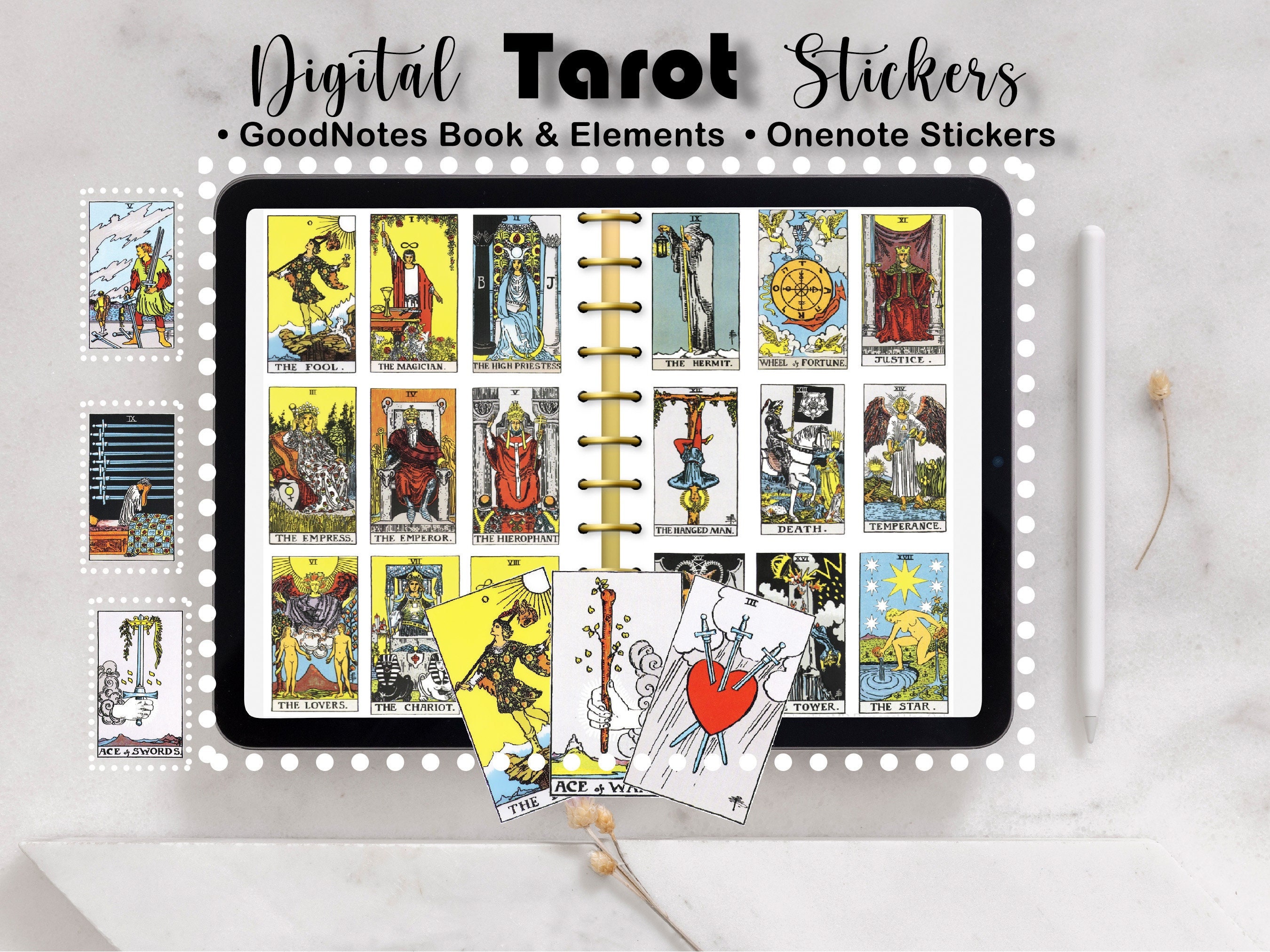 Tarot Stickers for Tarot Journaling, Mini Rider Waite Stickers