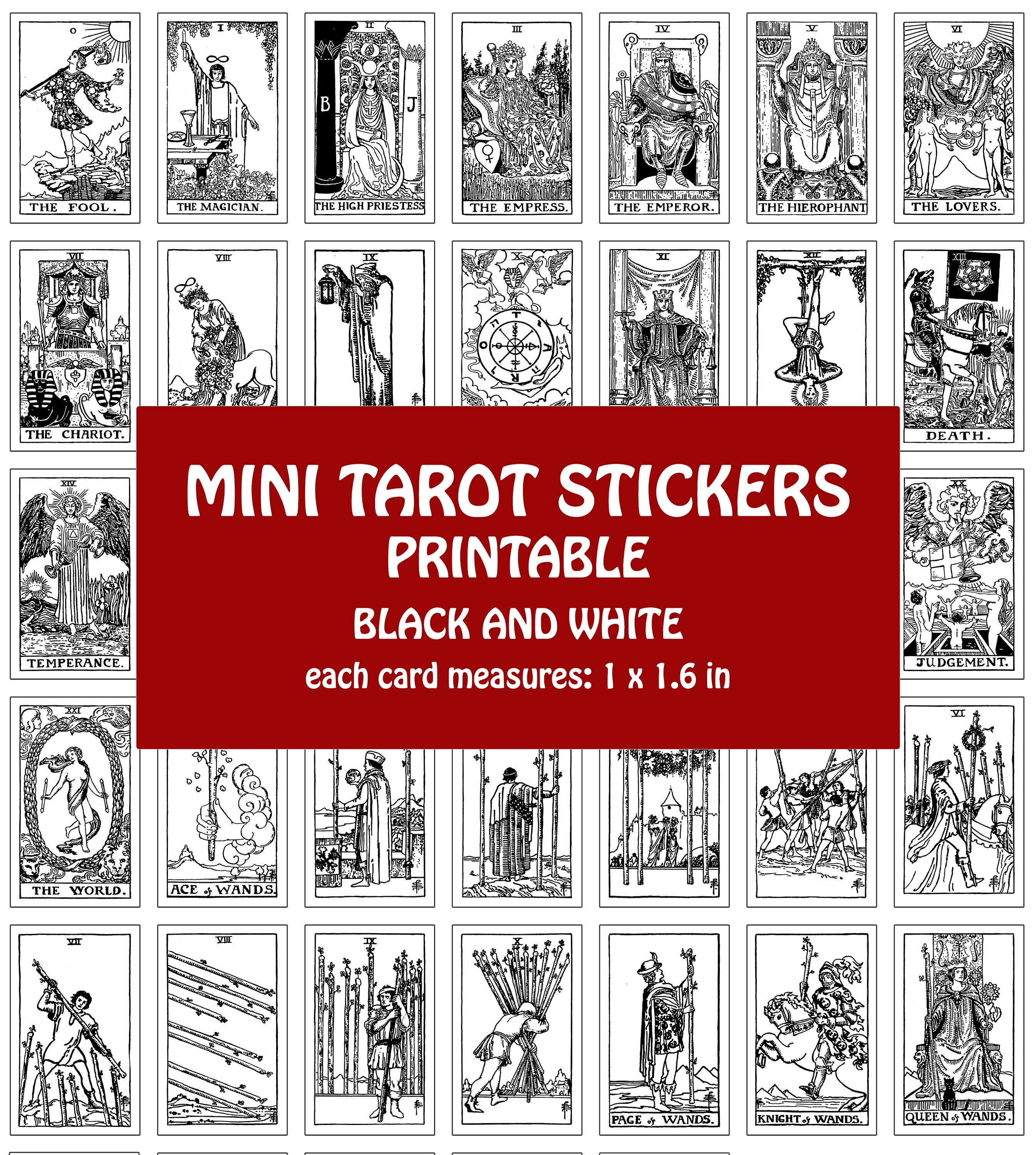 Tarot Stickers B/W, Printable Tarot Journaling, Instant Download ...