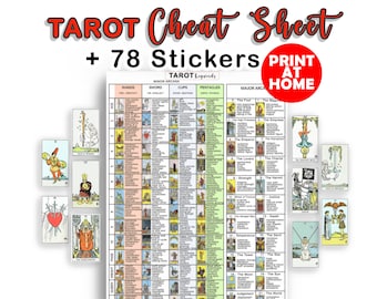 Beginner Tarot Cheat Sheet: Keywords + Mini Stickers (PDF File)