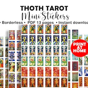 Druckbare Tarot Karten, randlose Thoth Aufkleber, Mini Tarot Aufkleber, druckbare Thoth Tarot Karten Aufkleber, Tarot Journal, digitales Tarot