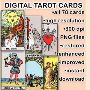 Cartas de Tarô para Imprimir, Alta Resolução Restaurada e Aprimorada, 300 dpi, Todas as 78 Cartas de Tarô Rider Waite