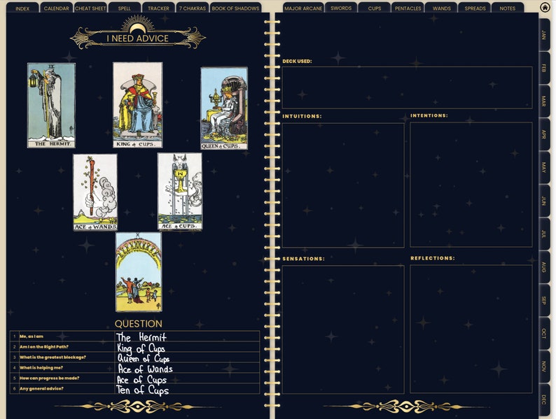 Mini Digital Tarot Stickers, Goodnotes Tarot Sticker Book, Tarot