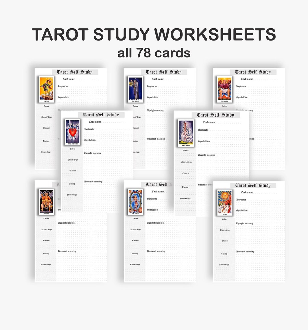 PRINTABLE Tarot PDF, Card Study, Tarot Journaling, Tarot for Beginners ...