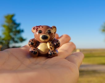 Cozy Cookie Cub Figurine | Clay Bear Desk Buddy | Mini Collectible Decor
