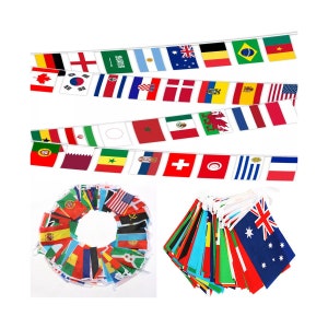 Flags Bunting 100 International 14cmx21cm World Countries 25 Meter Long Flag Banner Buntings For Pubs Outdoor Sports Football Rugby Events